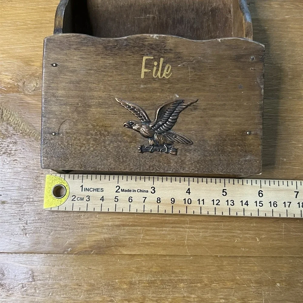 Vintage Letter File Holder Wall Mount Mail Organizer Eagle Japan Rustic Decor